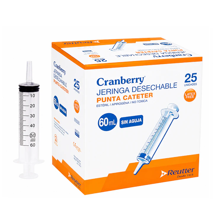Jeringa Desechable 60cc Con Punta Catéter 25 Un. Cranberry 1