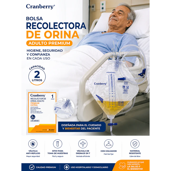 Bolsa Recolector Orina Adulto Premium Cranberry 2 Lit (unid) 5