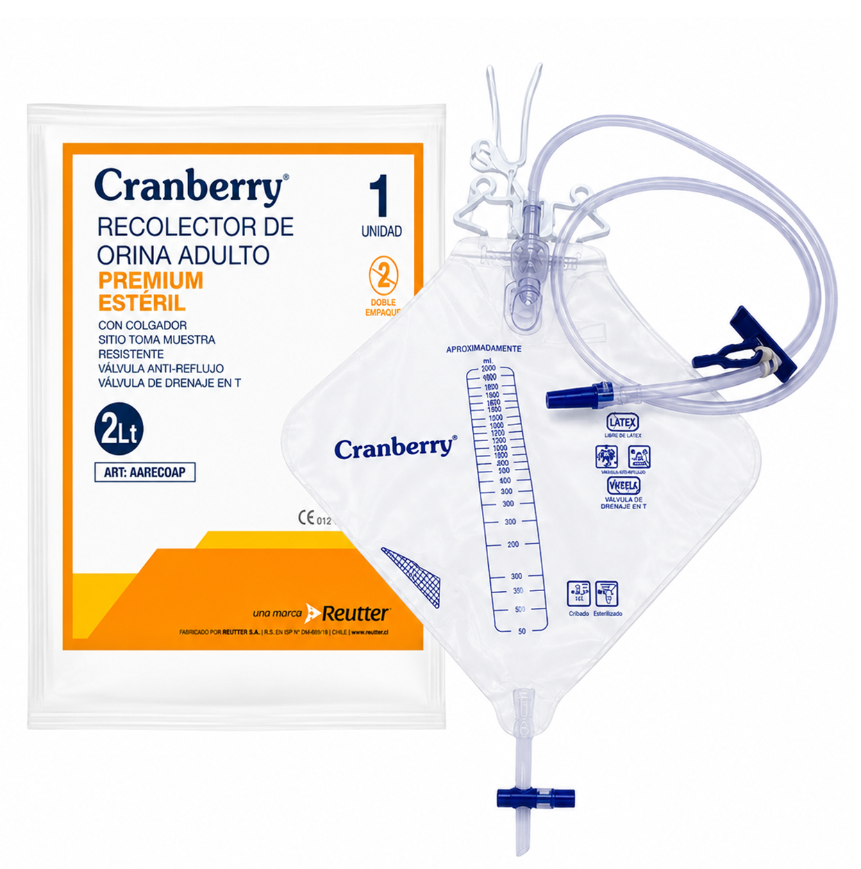 Bolsa Orina Adulto 2LT Premium - Cranberry - AARECOAP