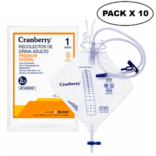 Bolsa Recolector Orina Adulto Premium Cranberry 2 Lit Pack x 10