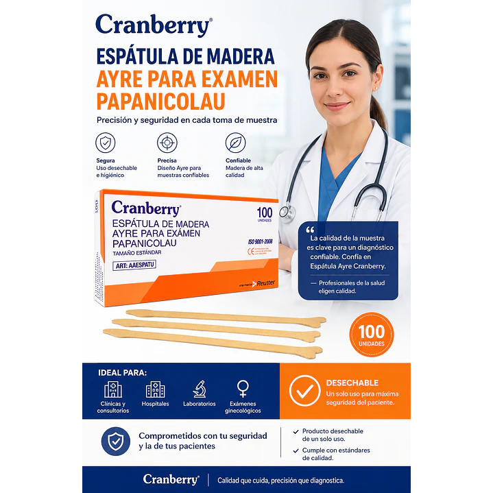 Espatula Ayre Papanicolau Cranberry X100 4