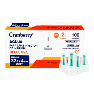 Aguja Lapiz Insulina 32g X 4mm Ultra Fina Caja X100