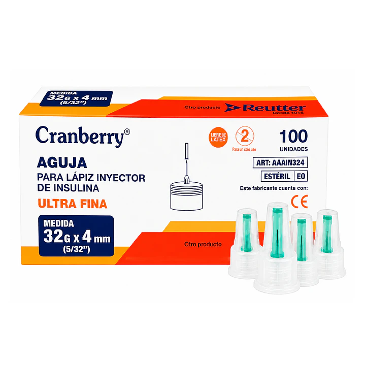 Aguja Lapiz Insulina 32g X 4mm Ultra Fina Caja X100 1