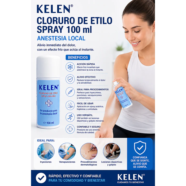 Cloruro De Etilo Spray Kelen 100ml Anestesia Local 5