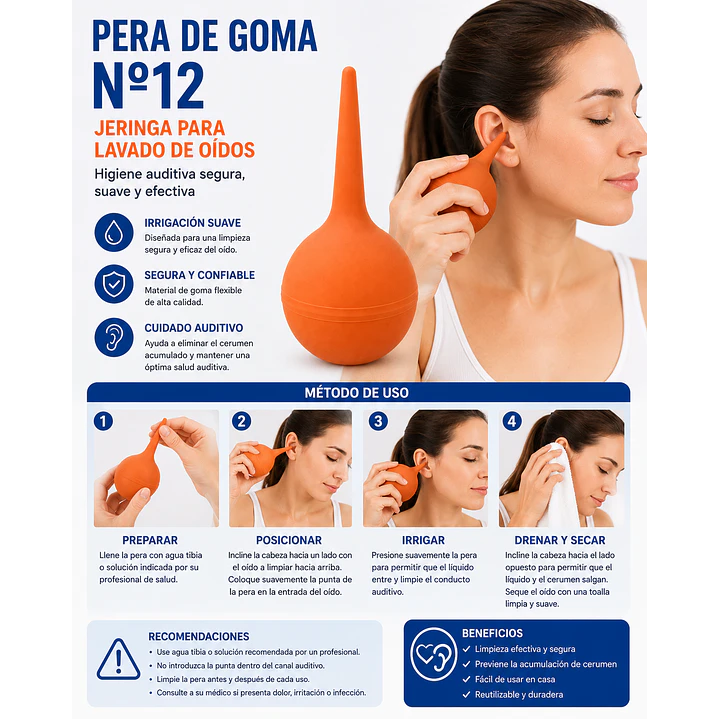  Pera De Goma Lavado De Oídos N°12 Cranberry 3
