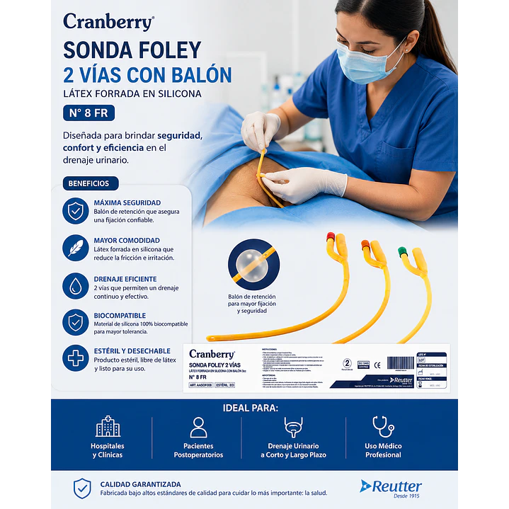 Sonda Foley Con Balón 16 Fr 2 Vías 100% Caja x 100 8