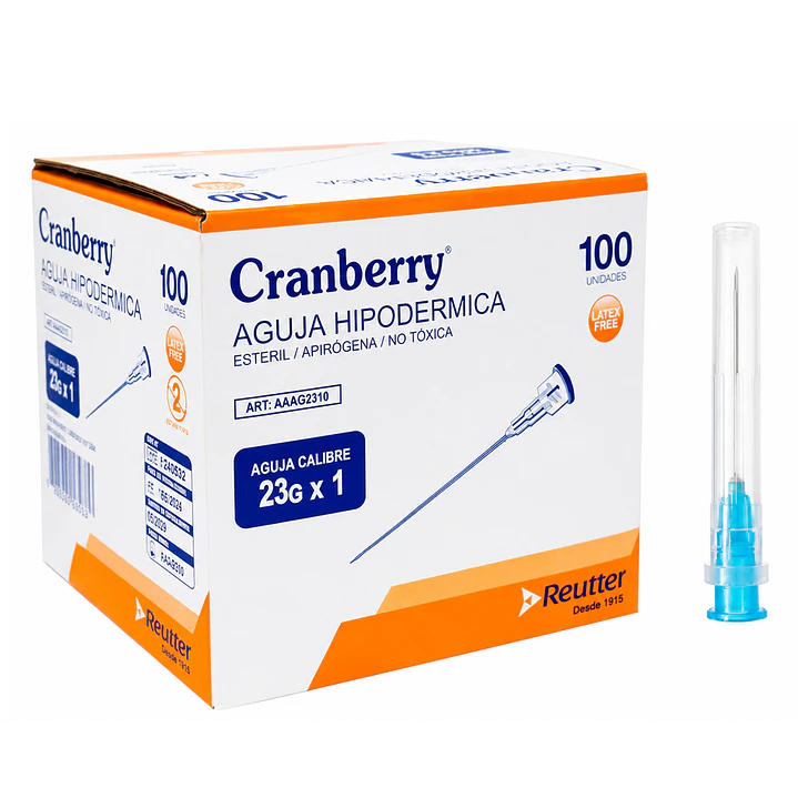 Aguja Hipodermica Cranberry 23g X 1 Caja X100 23 Ml 1