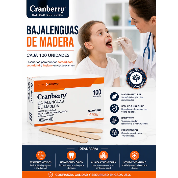 Bajalenguas Madera Cranberry X100 6