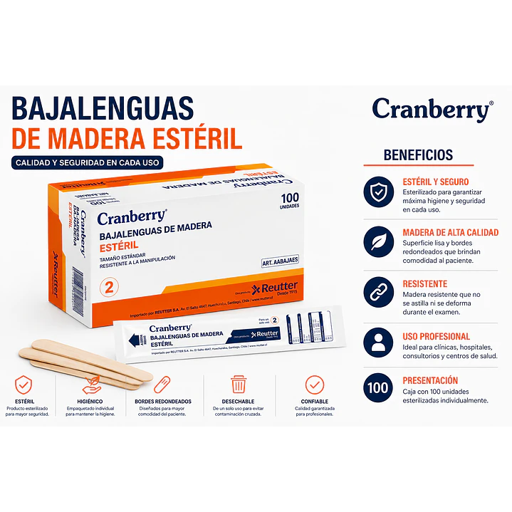 Bajalenguas Madera Estéril Cranberry X100 4