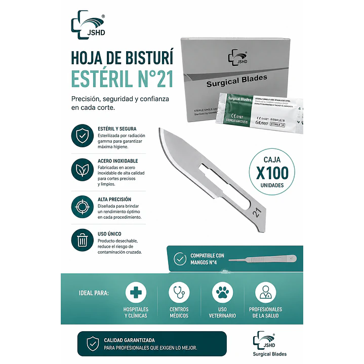 Hoja De Bisturi Esteril N21 Caja X 100 Unidades  4