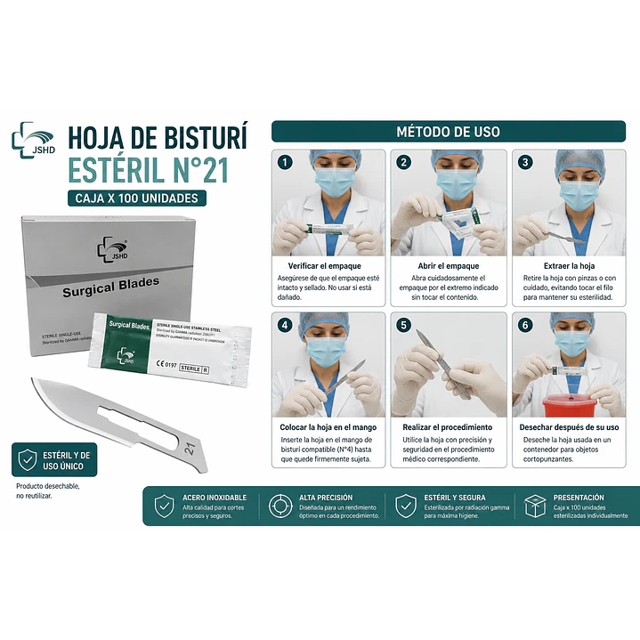 Hoja De Bisturi Esteril N21 Caja X 100 Unidades  5