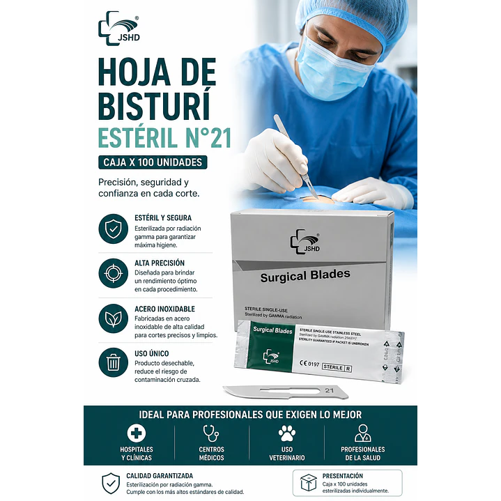 Hoja De Bisturi Esteril N21 Caja X 100 Unidades  6