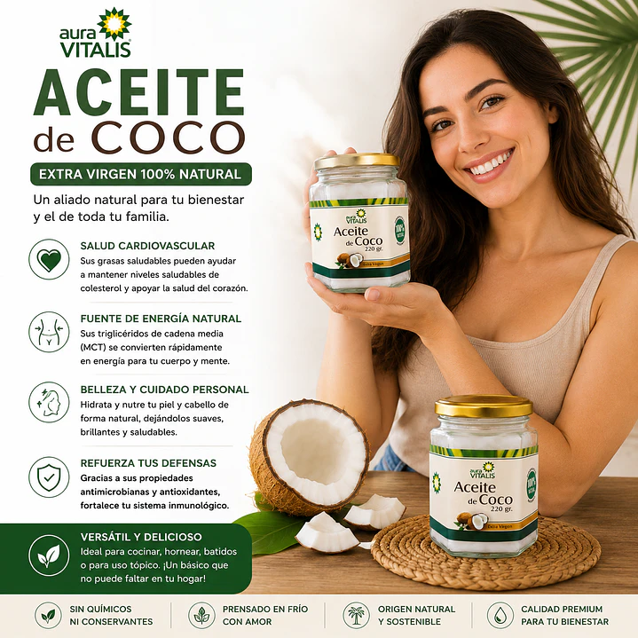 Aceite De Coco Organico 100% Natural 220g 2