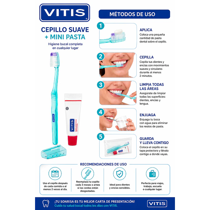 Vitis Cepillo Suave 01 Unidad + Mini Pasta 6