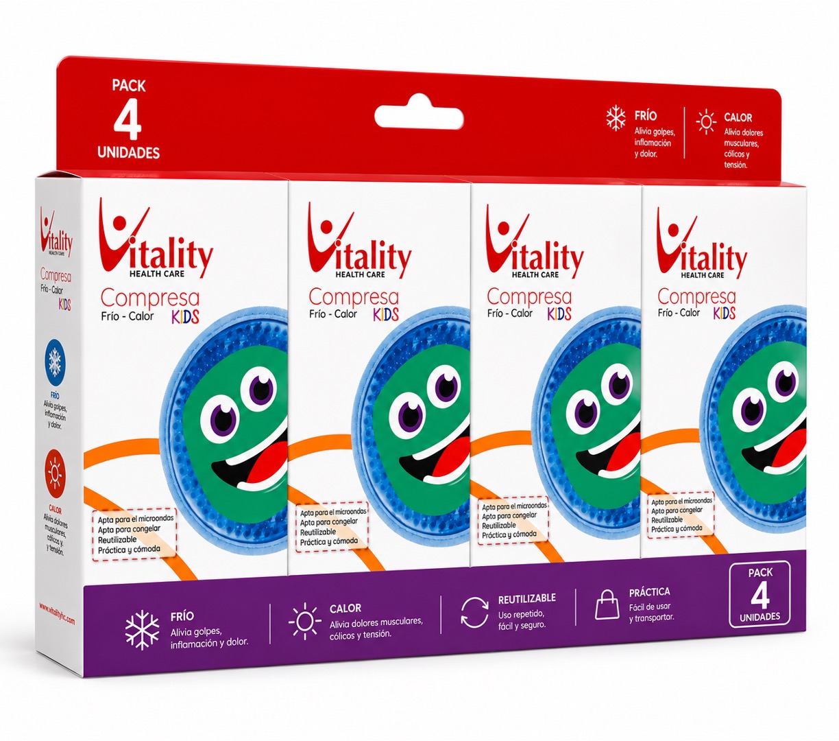 Compresa Redonda Kids 10 cm Vitality Pack x4