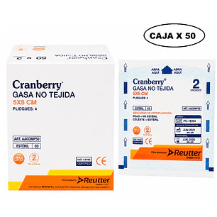 Gasa Estéril No Tejida Cranberry 5x5 cm Caja x 50 Unidades