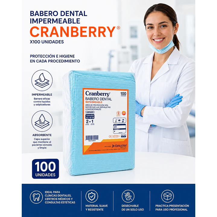 Babero Dental Impermeable Cranberry X100unidades 4