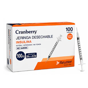 Jeringa Desechable Insulina Cranberry 29g X5/16 Caja X100 