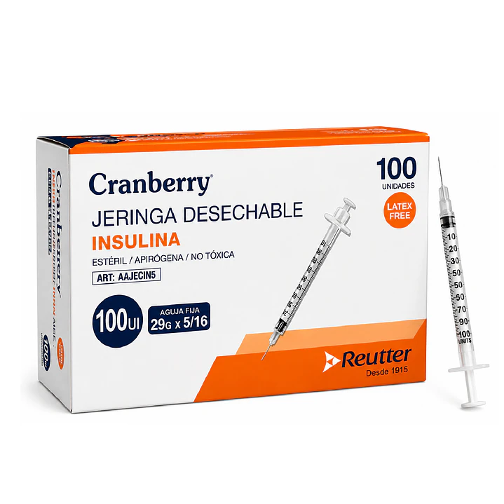 Jeringa Desechable Insulina Cranberry 29g X5/16 Caja X100  1