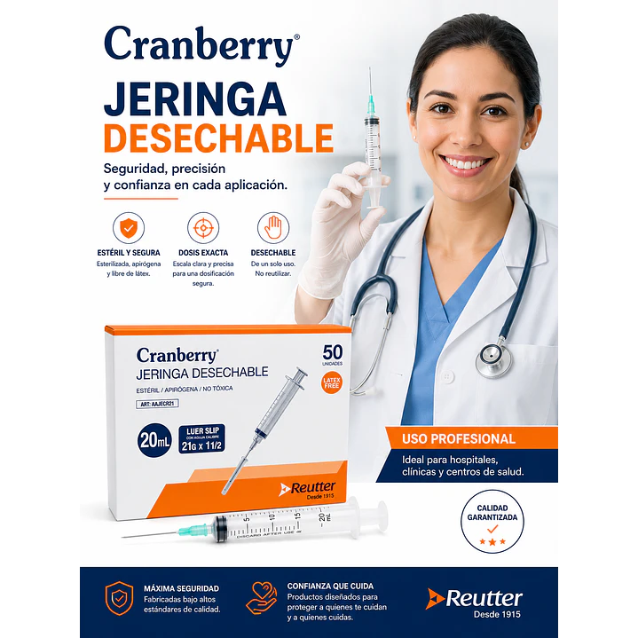 Jeringa Desechable Luer Slip 20ml 21g X 1 1/2 Caja X50 4