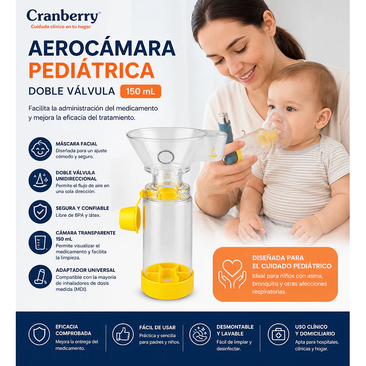 Aerocamara Pediátrica Doble Válvula 150ml  3