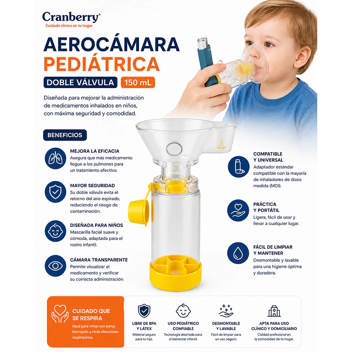 Aerocamara Pediátrica Doble Válvula 150ml  4