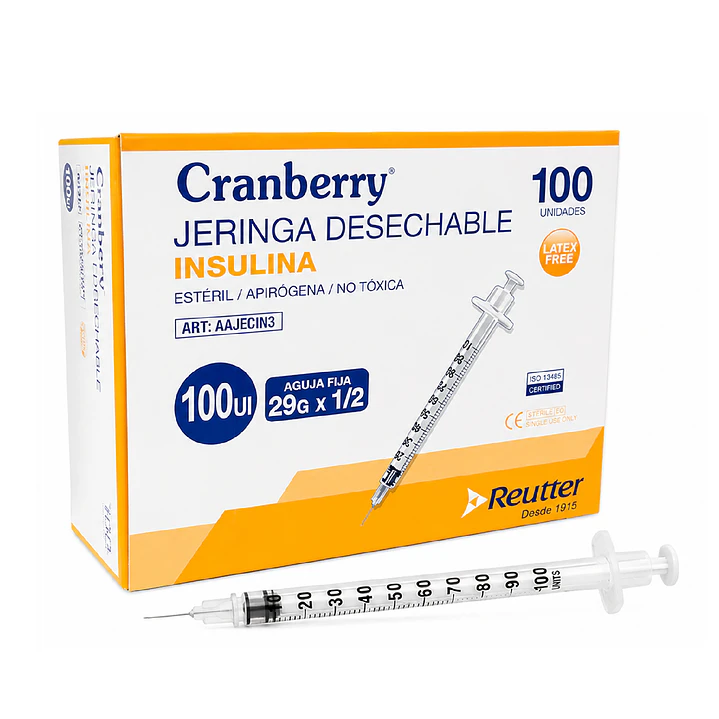Jeringa Desechable Insulina Cranberry 29g X1/2 Caja X100 1