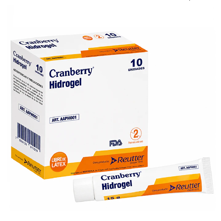 Aposito Hidrogel Heridas Curaciones Cranberry Tubo 15gr Caja x10 1
