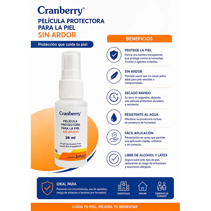 Protector Para Piel Sin Ardor En Spray Cranberry 28ml Caja x12 5