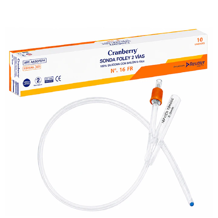 Sonda Foley 100% Silicona 2 Vias Con Balon 16 Fr Caja x10 1