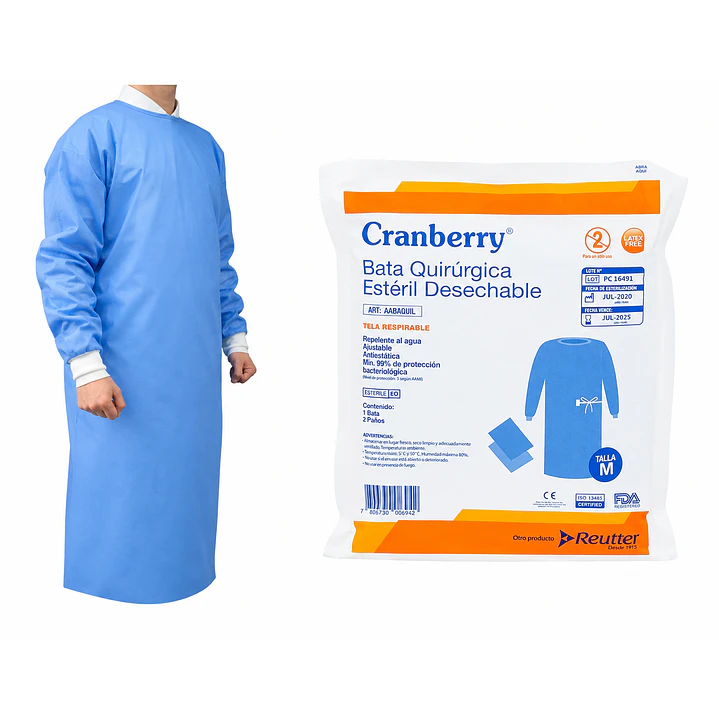 Bata Quirúrgica Estéril Cranberry 1 Bata + 2 Paños 8