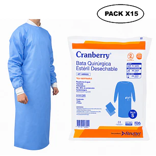 Bata Quirúrgica Estéril Cranberry 1 Bata + 2 Paños Pack x15