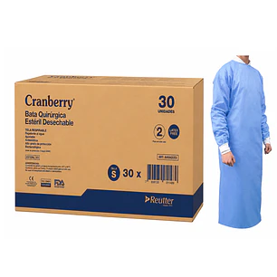 Bata Quirúrgica Estéril Cranberry 1 Bata + 2 Paños Caja x30