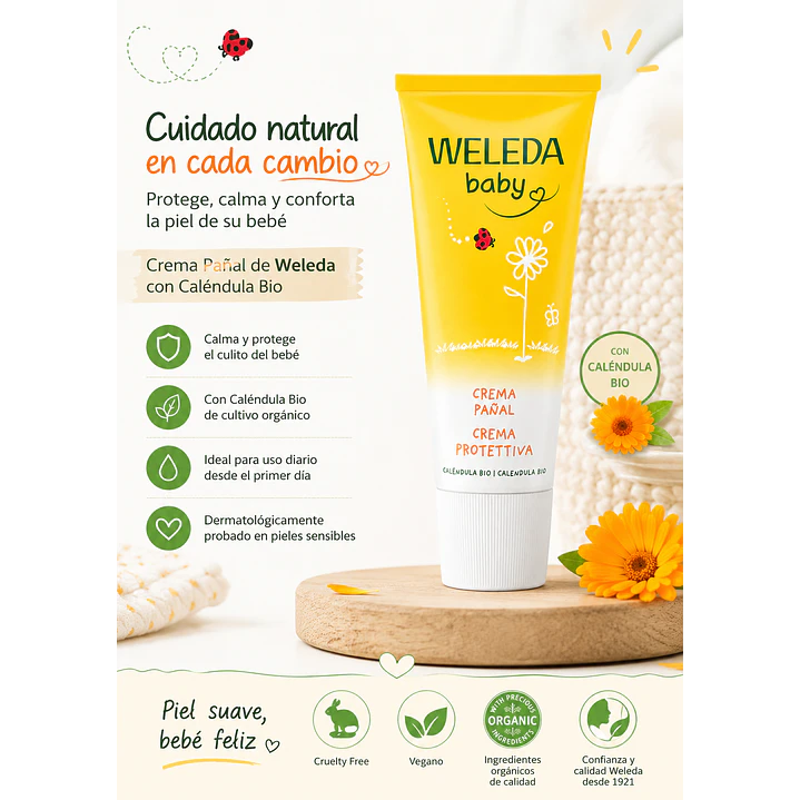 Crema Pañal De Caléndula Weleda Baby Antipañalitis 75ml 4