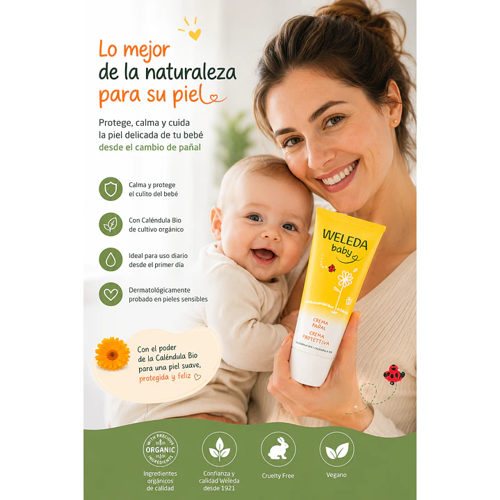 Crema Pañal De Caléndula Weleda Baby Antipañalitis 75ml 3