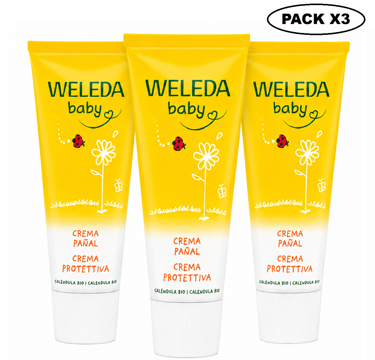 Crema Pañal De Calendula Bebe Antipañalitis 75ml Pack X3