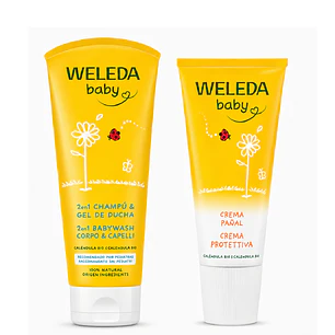 Kit Weleda Champu Y Gel De Ducha 200 Ml + Crema Pañal Calendula 75 Ml