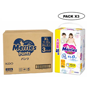 Pañales Bebes Merries Pants XL 46 Unidades Caja x3