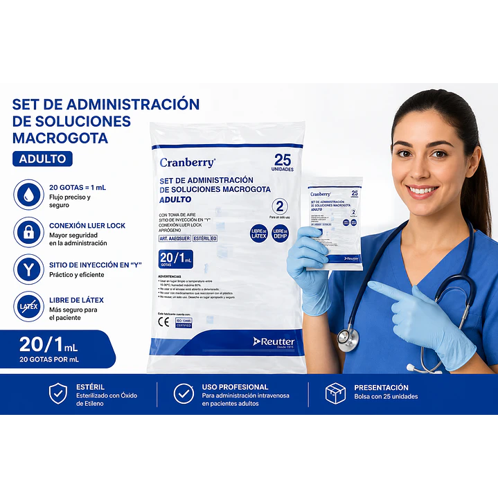 Set Soluciones Macrogota Adulto 20 Gotas / 1ml Bolsa X25 6