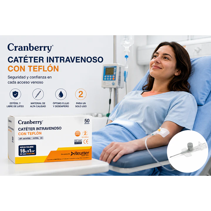 Catéter Intravenoso 16 G x 1  1/4 IN 32 mm Teflón Caja x50 3