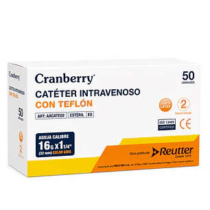 Catéter Intravenoso 16 G x 1  1/4 IN 32 mm Teflón Caja x50