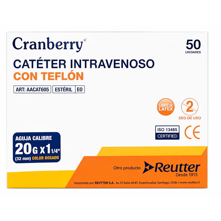 Catéter Intravenoso 20G x1 1/4 32mm Teflón Caja x50  2