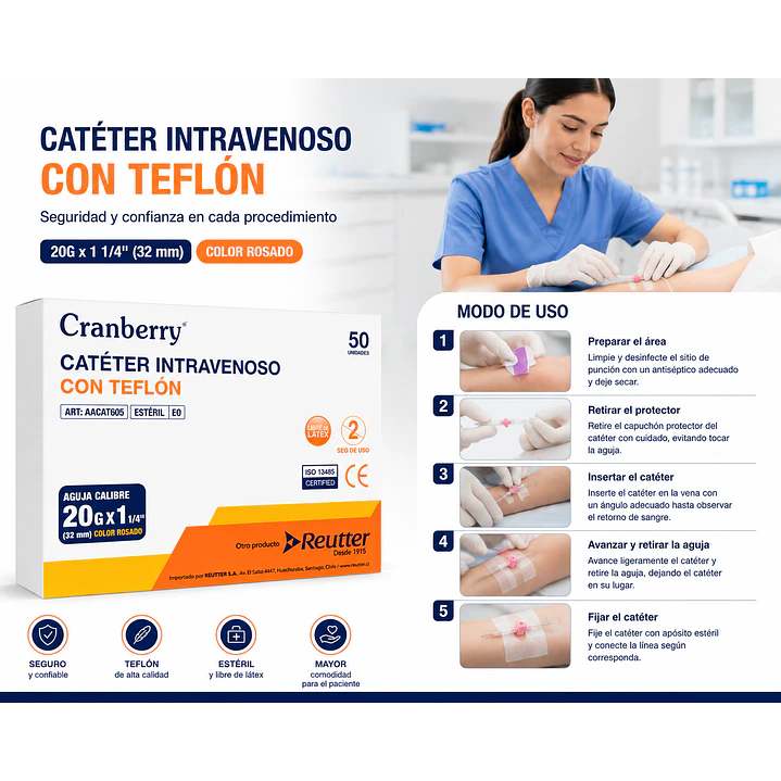 Catéter Intravenoso 20G x1 1/4 32mm Teflón Caja x50  4