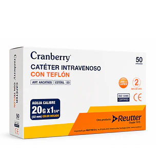 Catéter Intravenoso Teflón 20G 32mm Caja x50 