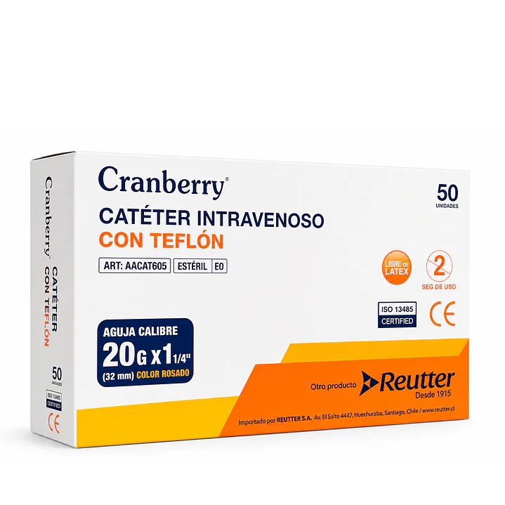 Catéter Intravenoso 20G x1 1/4 32mm Teflón Caja x50  1