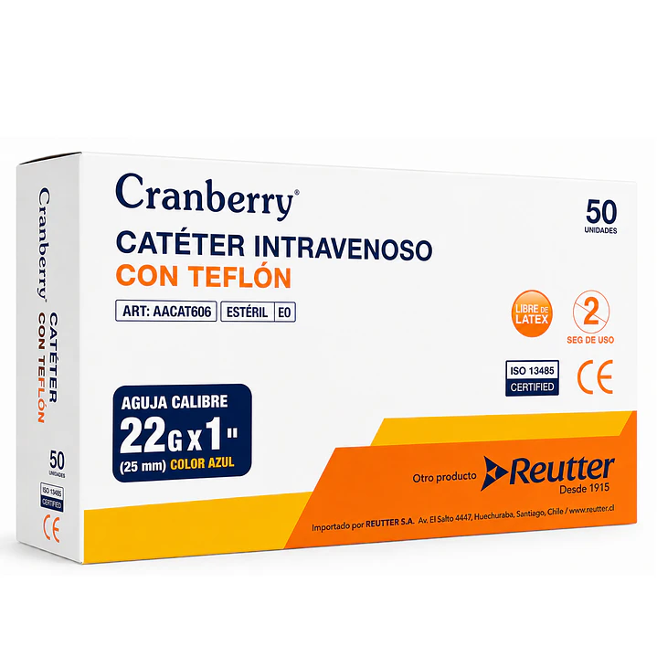 Catéter Intravenoso 22G x1 25mm Teflón Caja x50 1