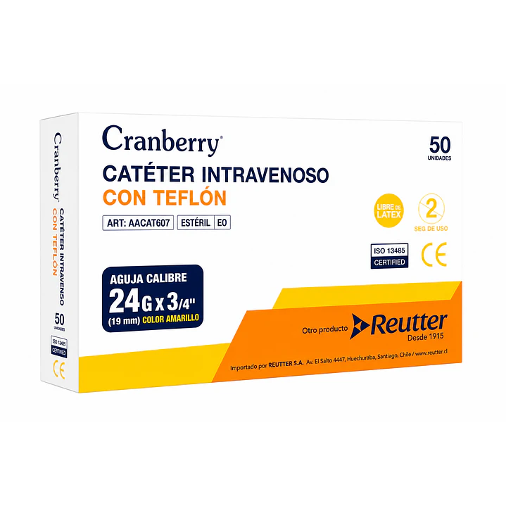 Catéter Intravenoso 24G x 3/4 19mm Teflón Caja x50  2