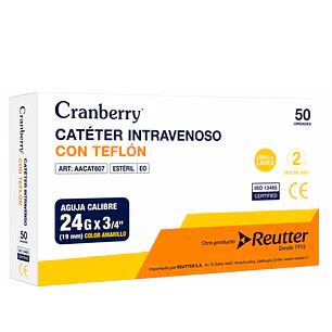 Catéter Intravenoso 24G x 3/4 19mm Teflón Caja x50 