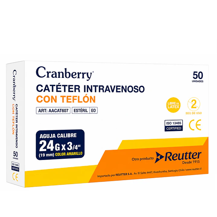 Catéter Intravenoso 24G x 3/4 19mm Teflón Caja x50  1