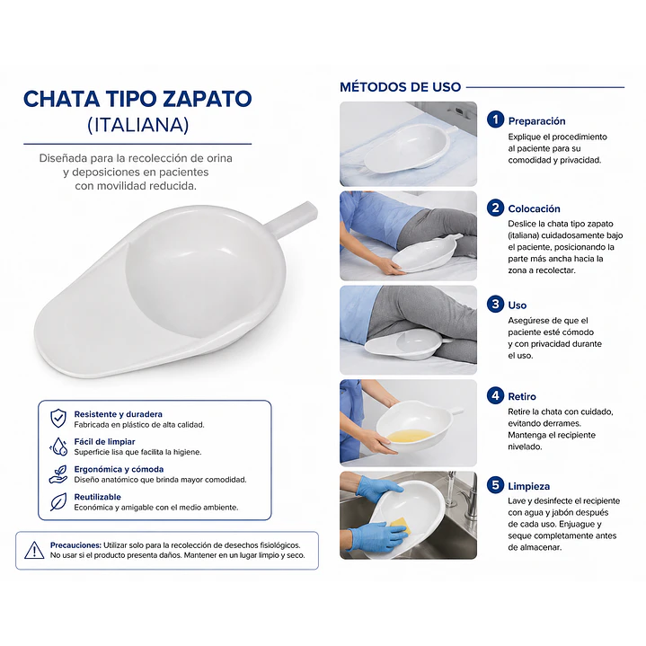 Chata Tipo Zapato Italiana Reutilizable Para Pacientes 5